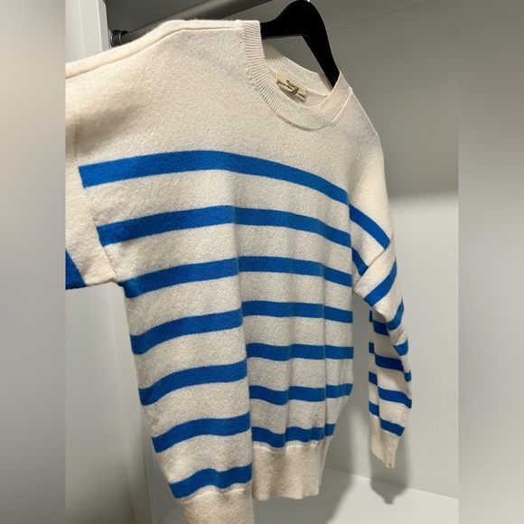 Madewell (Re)sponsible Cashmere Oversized Sweater Hthr blue sky Stripe NEW Small - Picture 8 of 11
